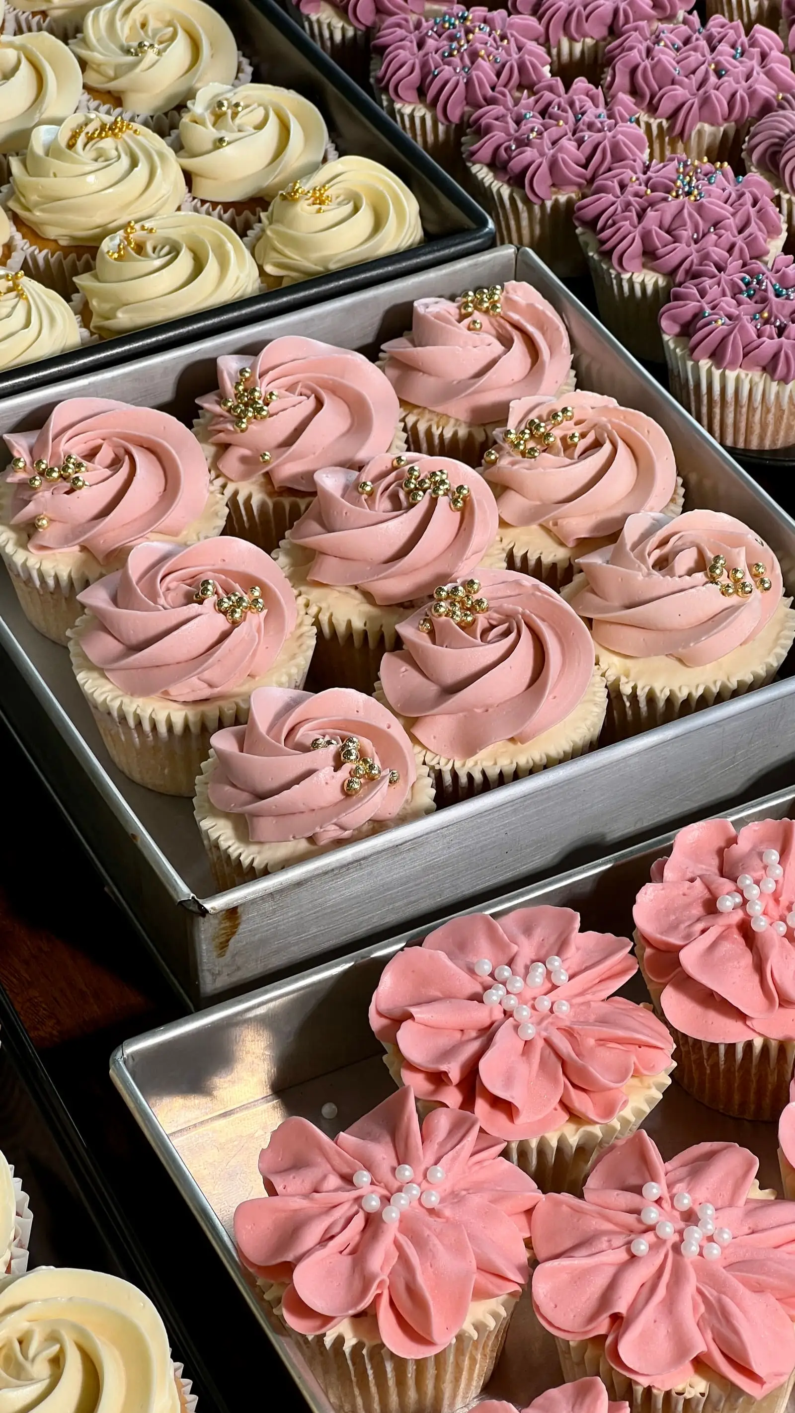 An assortment of cupcakes made per order and customisable for personal or corporate events.